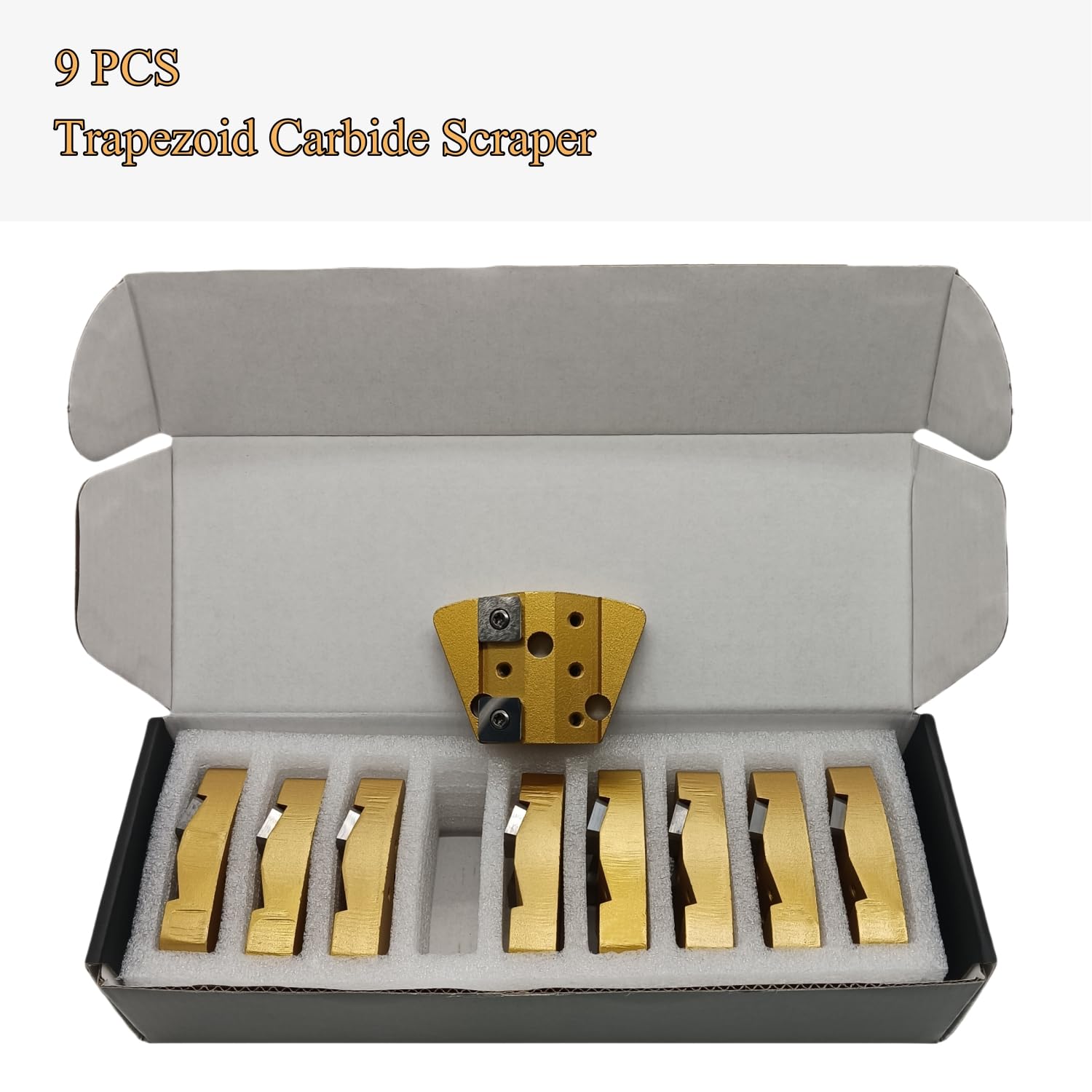 Concrete Floor Mastic Glue Removing, Trapezoid Tungsten Carbide Scraper for Heavy Coating Removal, Compatible with ASL/Warrior/Iron Horse Grinders, 9 PCS