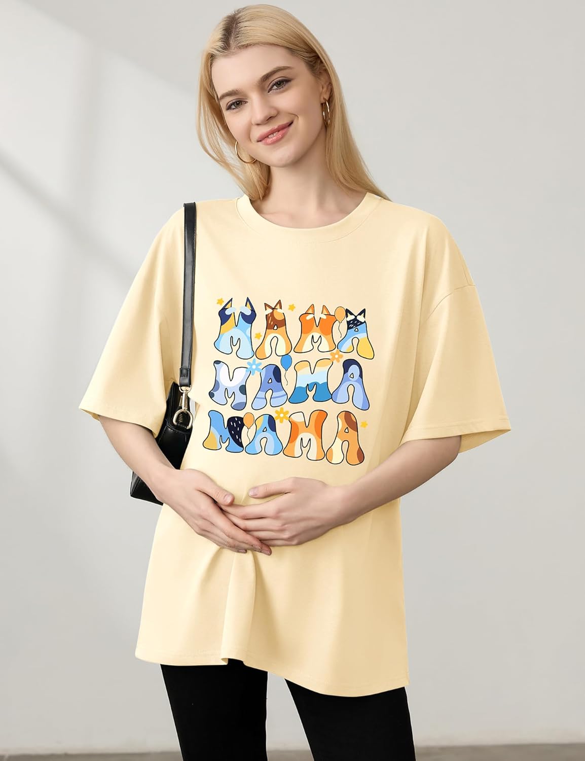 LOMON Oversized T Shirts for Women Short Sleeve Crewneck Summer Tops Loose Casual Mama Shirts Basic Tee - Image 3