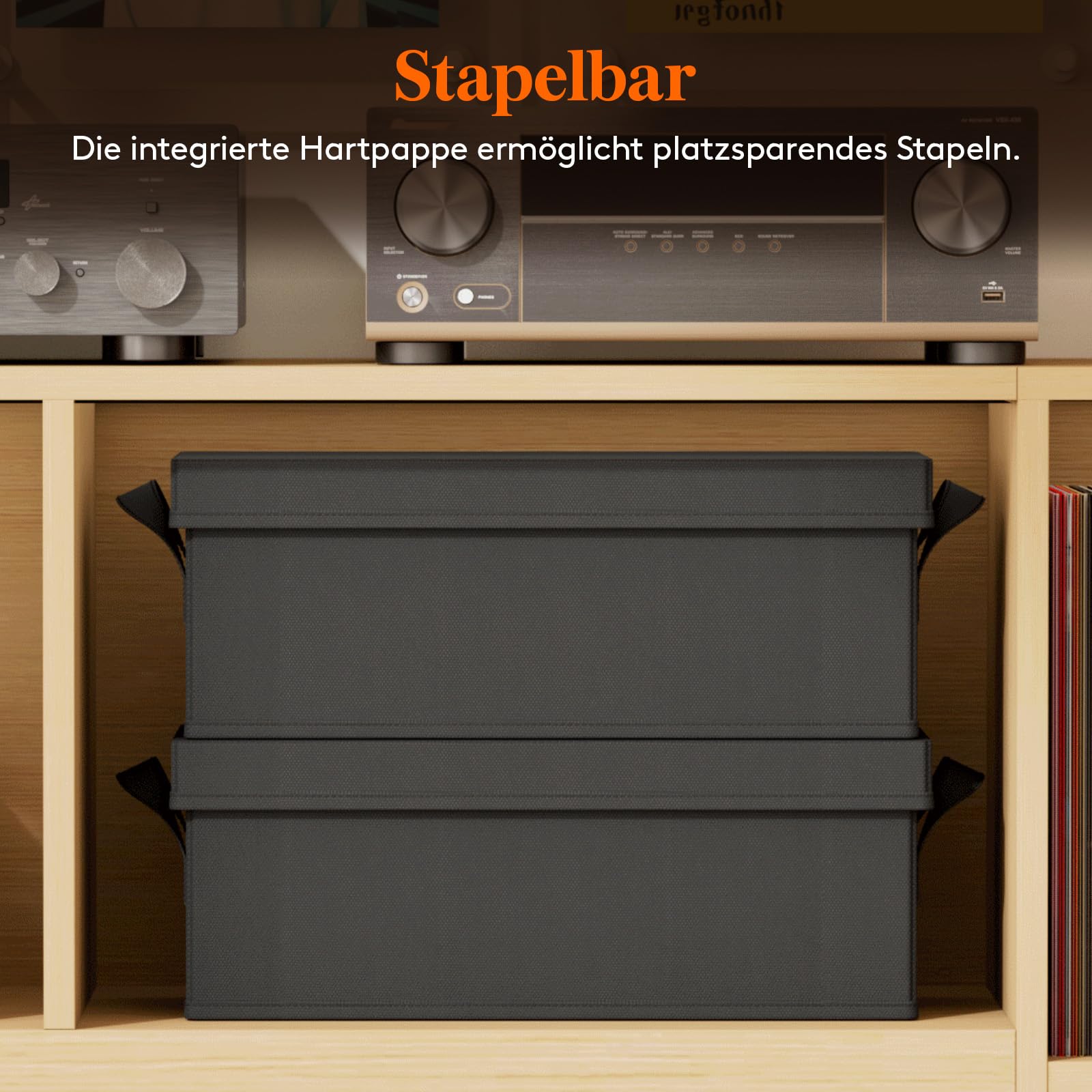 Lifewit DVD Aufbewahrungsbox, Stapelbarer DVD Aufbewahrungsbehälter, faltbarer DVD Behälter mit Deckel, fasst bis zu 100 DVDs 25 Stück pro Einheit für Haus und Auto, 40 x 20 x 14,5cm, 4er Pack