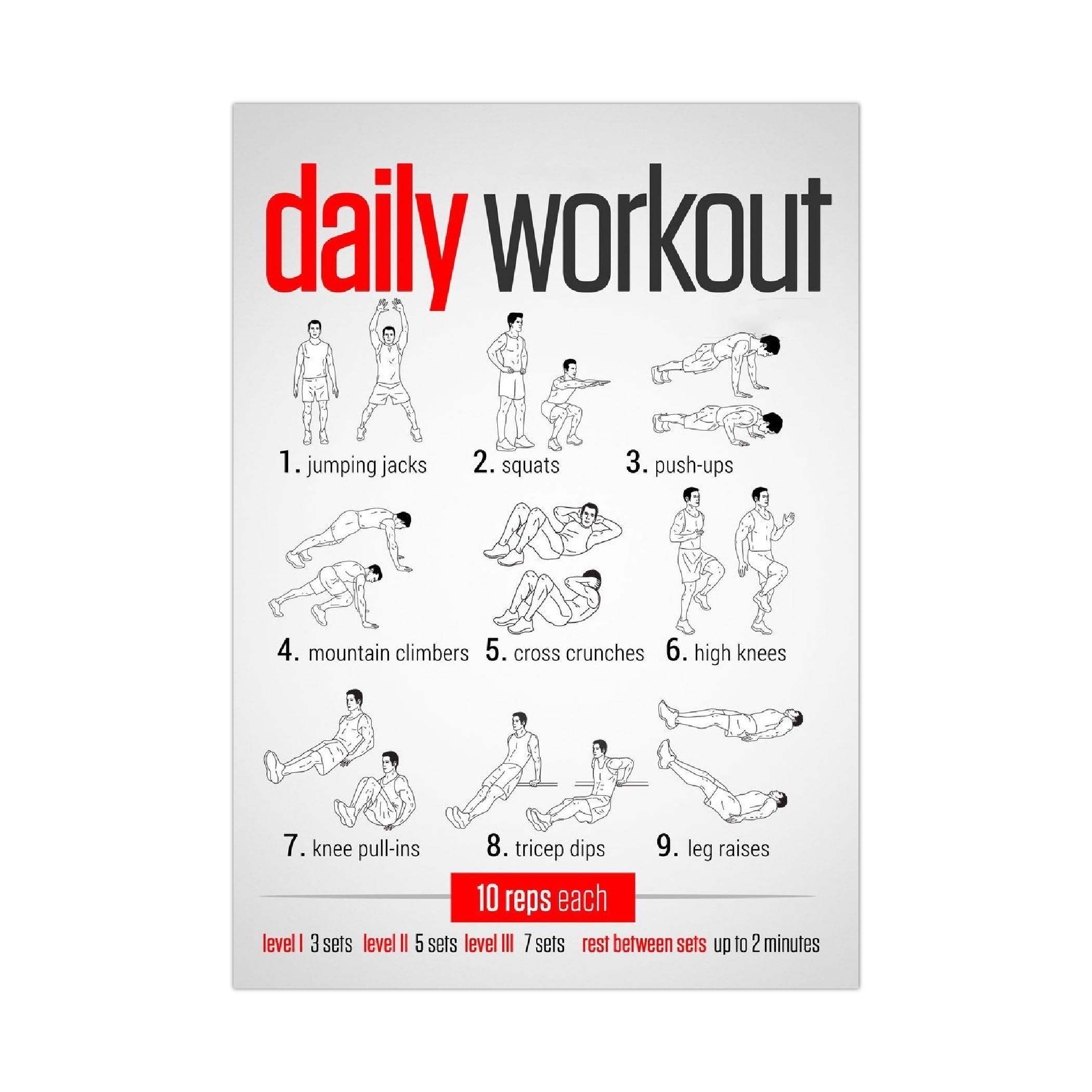 VVWV Workout Poster for Home Gym | 9×12 Inch Exercise Chart | Everyday Stretching & Full Body Stretch Charts | Fitness Wall Decor for Gym & Workout Room (Daily Workout)-image-39