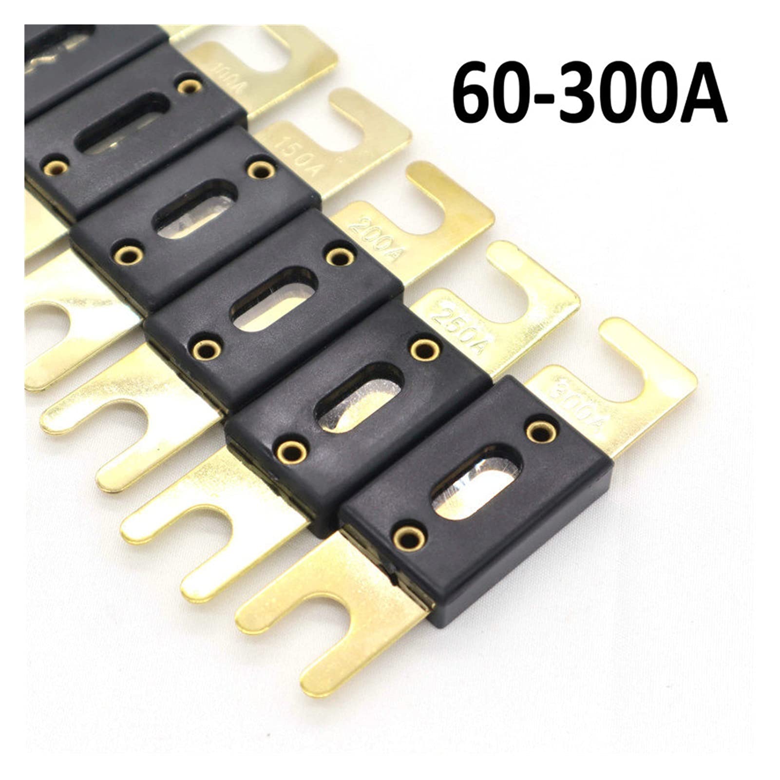 Sicherungen 1 Stück 60A-300A ANL-Anschraubsicherung Gabelbolzen-Schmelzsicherung Autosicherung Flachsicherung Glodplattierter Auto-Sound-Versicherungsfilm 81,2-mm-Sicherungen ( Color : One Size , Size
