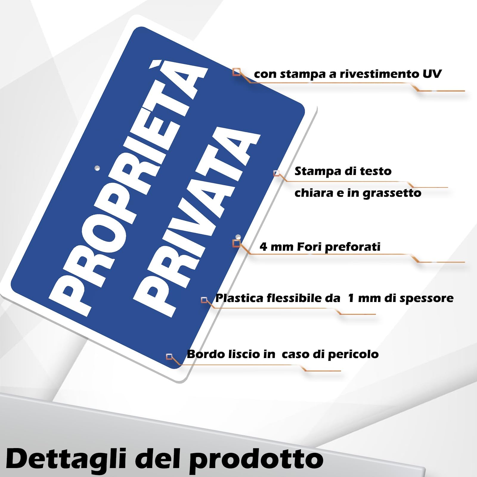 Cartello Proprieta Privata Metallo con Staffa, 20x30cm Segnaletica Proprietà Privata in Alluminio 70cm Staffa Targa Proprietà Privata Riflettente, Impermeabile e Resistente ai Raggi UV