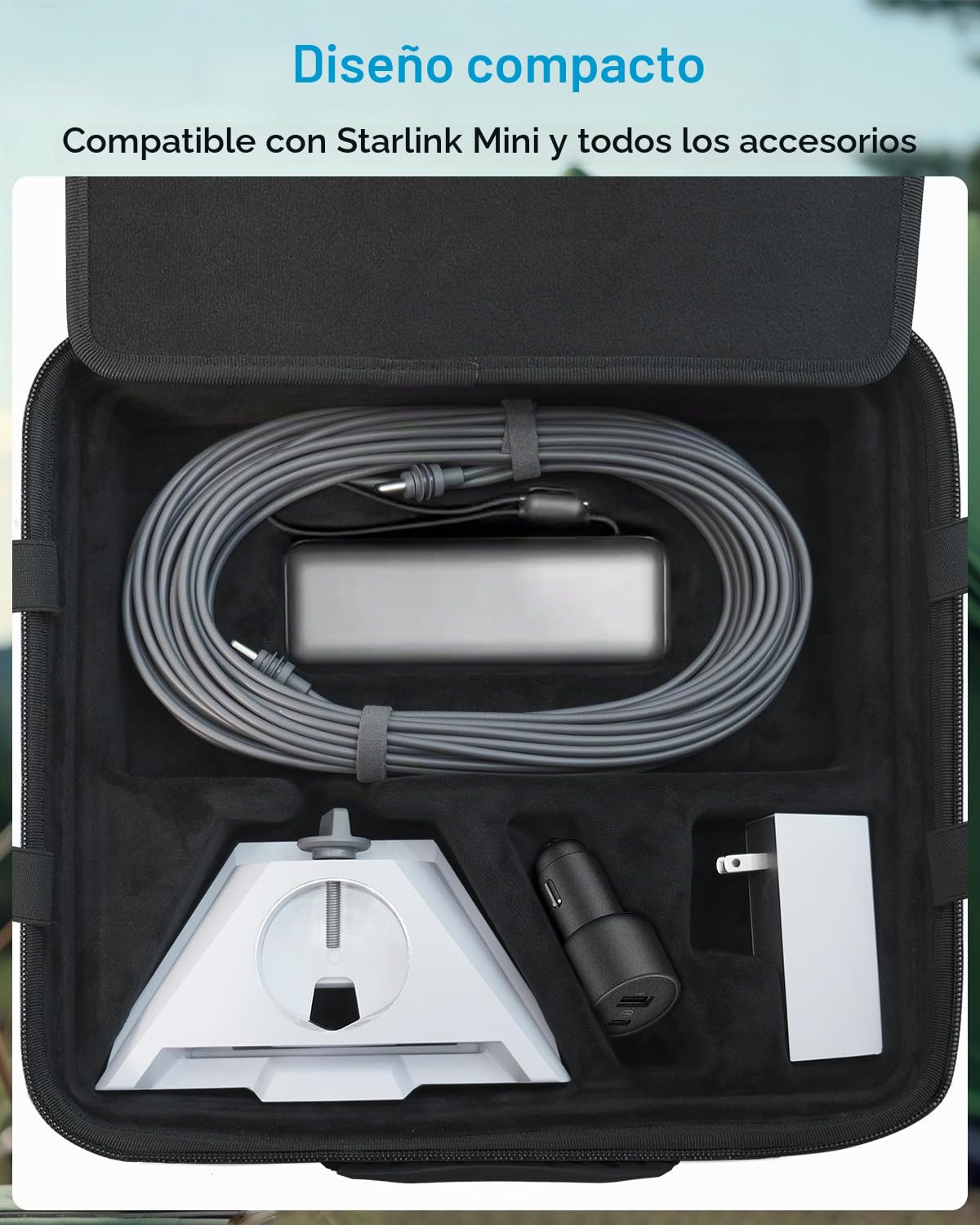 Mwin Starlink Mini Estuche - Funda de Viaje Ligera, Funda Protectora de EVA Resistente a Salpicaduras y Golpes con Correa para el Hombro, Bolsa Portátil para Viajes al Aire Libre y Camping, Negro