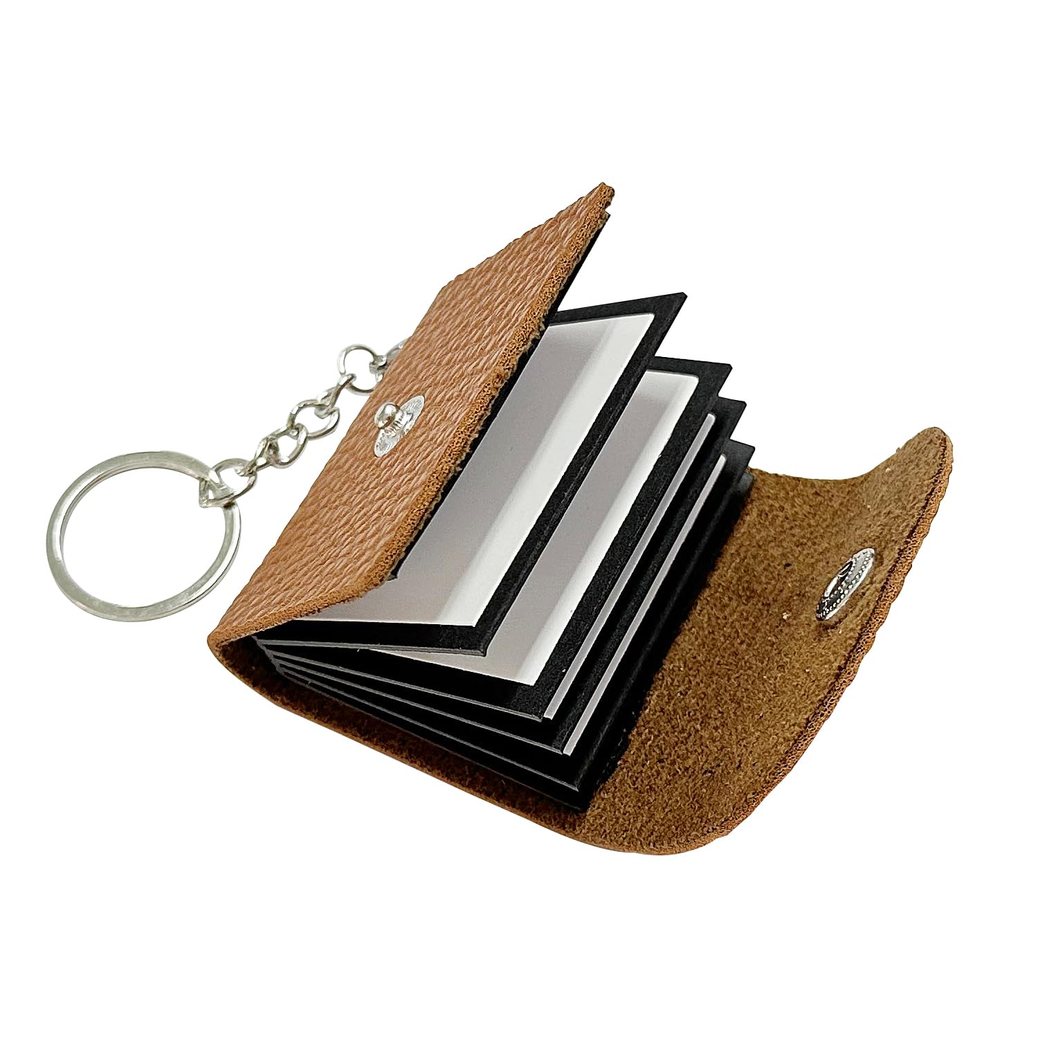 1 mini álbum de fotos, llavero para álbum de fotos pequeño, llavero personalizado de cuero, álbum de fotos autoadhesivo, llavero para familia, pareja (marrón)