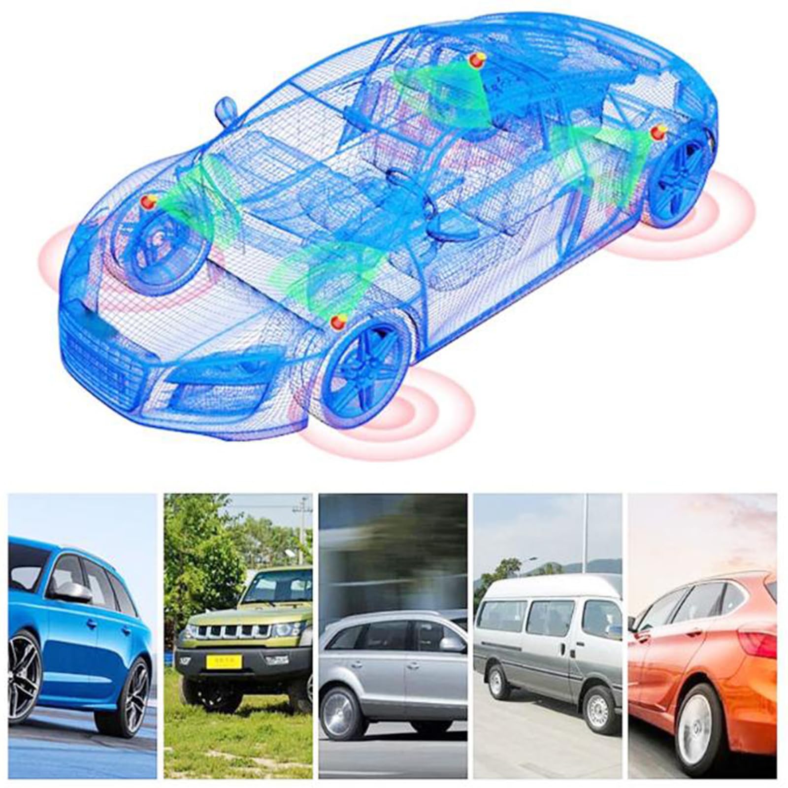 TPMS - Sistemas de presión de neumáticos para coche, sistema de alarma solar alimentado por USB, 4 sensores, pantalla digital, alarma de coche