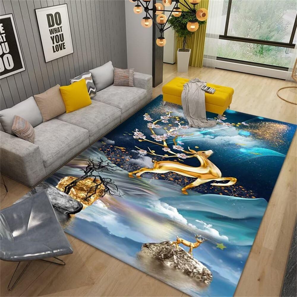 Tapis pour enfant 60x90 cm bleu lavable idéal pour une décoration de chambre douce