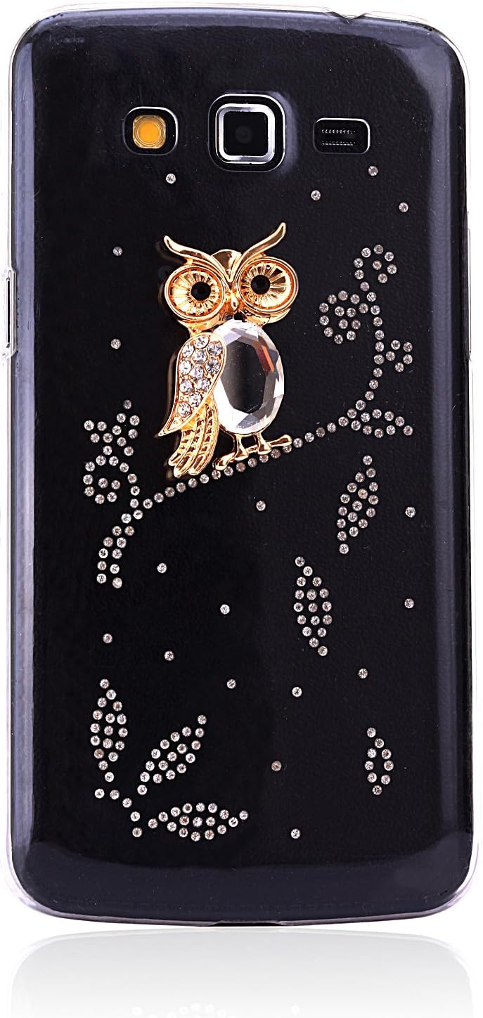 Owl 3d Handmade Clear Bling Crystal Rhinestone Diamond Skin Case Cover for Samsung Galaxy Grand2 G7106 - Crystal 7106 Case