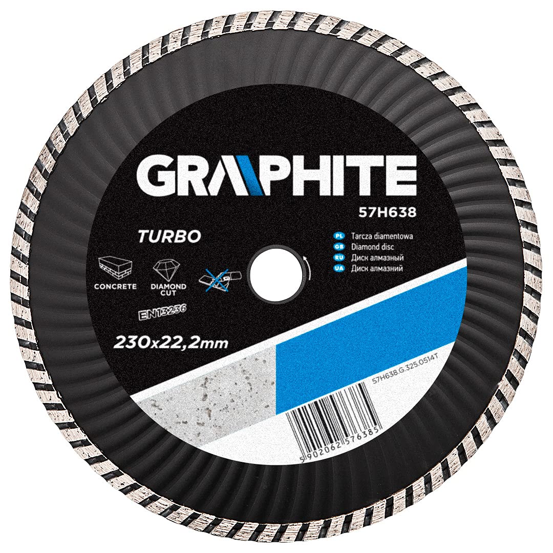 Graphite Professional Turbo Wave Diamond Disc Blade 230X22.2 Wet & Dry Cutting (Gra 57H638)