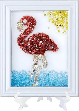 CIYOJA Sea Glass Stained Glass Kit Flame Bird Resin Art Mosaic Kit for Adults, DIY Craft with Crushed Seaglass, Vibrant Bird Artwork for Home Deco Beginners & Creative Art Projects