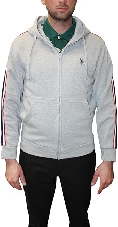 U.S. Polo Assn. Mens Fleece Full-Zip Hoodie with Stripe