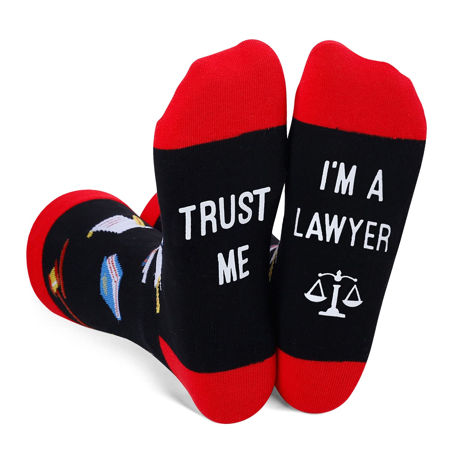 SOCKFUN Doctor Lawyer Realtor Fireman Nurse Dad Football Cancer Socks, Medical Firefighter Teacher Game Football Lover Gifts - Lawyer Black