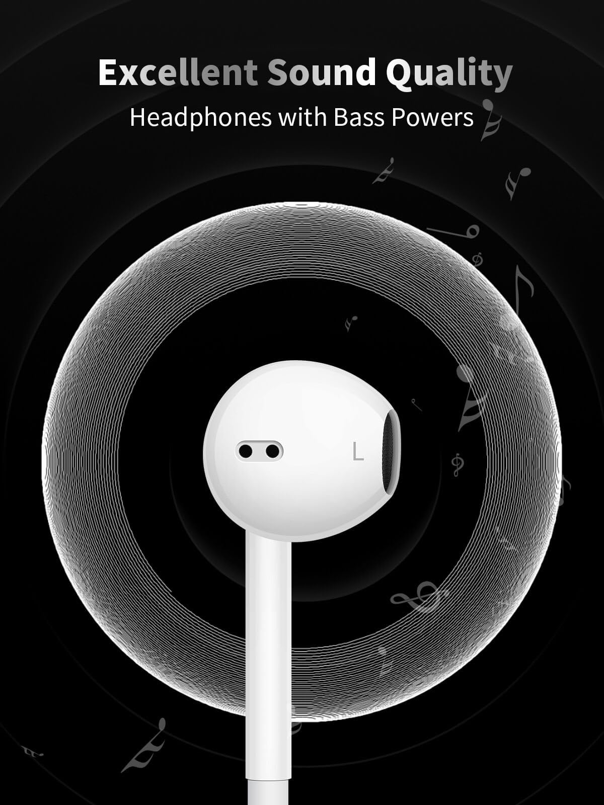 ANKA In Ear Headphones Wired Earphones Built-in Microphone and Volume Control Earbuds,Headphones Compatible with Phone 14/13/12/11/SE/XR/XS/8/7 White 1Pack - 2