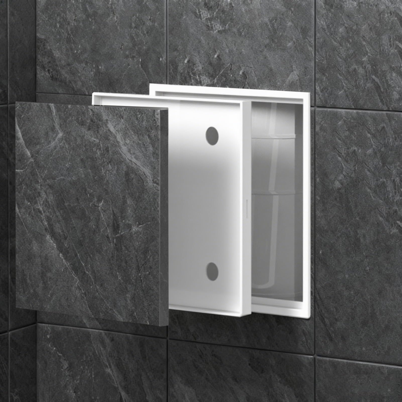 Invisible Tileable Access Panel, Plastic Concealed Inspection Door Removable Wall Hatch Easy Installation Safety Design For Home Electrical Plumbing Pipeline Maintenance White 12x12cm(4 3/4x4 3/4)