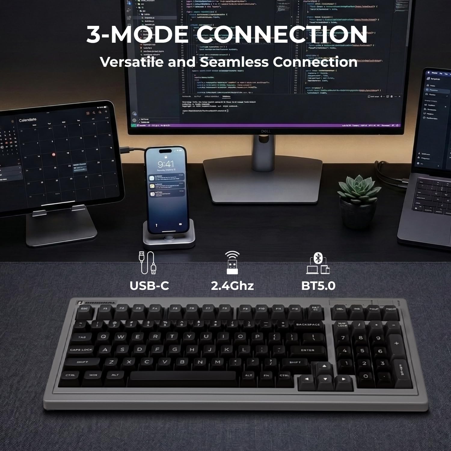 FL·ESPORTS OG98 Retro Tri-Mode Mechanical Keyboard, 96% Gasket Mount Hot Swappable Gaming Keyboard, SA Profile PBT Keycaps, 4000mAh for Mac/PC - Pre-lubed Creamy Linear Switches | Brown
