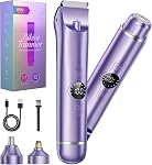 Bikini Trimmer pour les femmes, 4 en 1 Razors électriques pour femmes - Double tête, humide & Utilisation à sec Pubic Cheveux du corps Trimeur Électrique Rasoirs, Rechargeable femmes Rasoirs visage pour les jambes, Nez, aisselles, zone de bikini