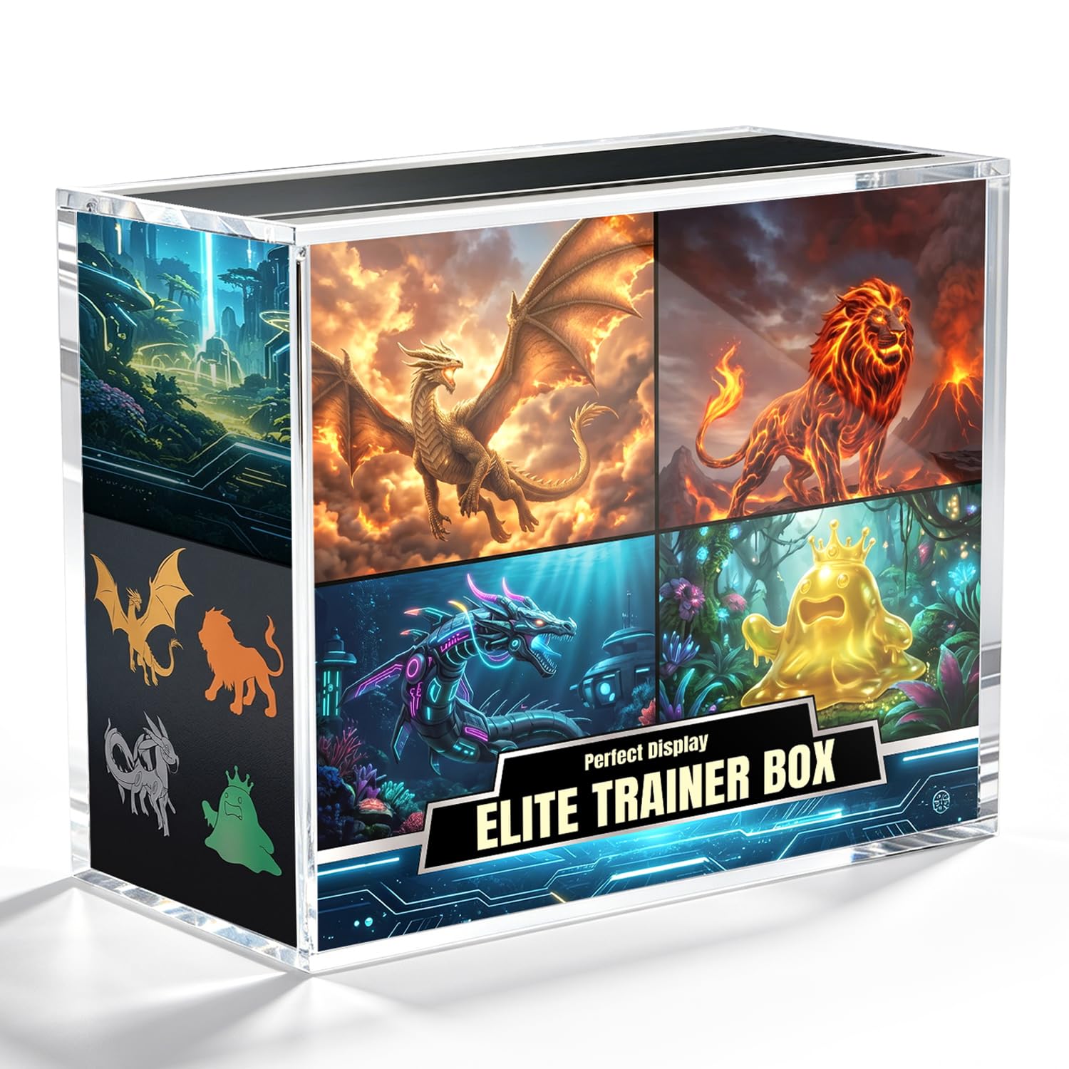 Tolesum Custodia in Acrilico Magnetica Compatibile con Pokemon Elite Trainer Box (ETB), Vetrina Trasparente 5mm con Protezione UV, Contenitore Antipolvere per Box Carte Poke mon (Formato ETB Standard)