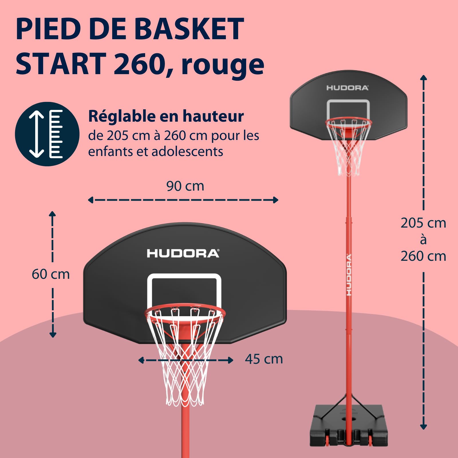 Image secondaire de Panier de Basket-Ball HUDORA Start - Hauteur Réglable et Mobile pour Enfants