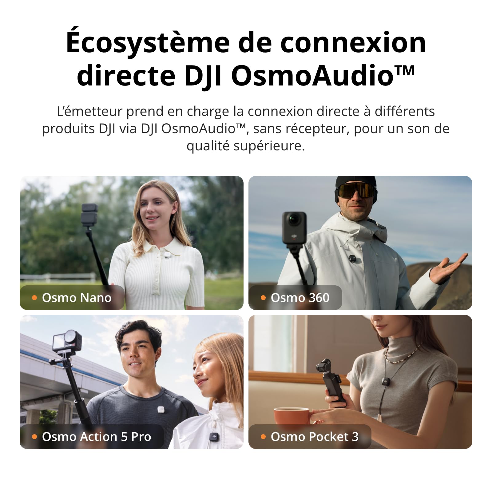 DJI Mic 2 (2 TX + 1 RX + Boîtier de Recharge), Micro sans Fil Tout-en-Un, Réduction Intel. du Bruit, Enregistrement Interne 32 Bits à Virgule Flottante, Portée de 250 m