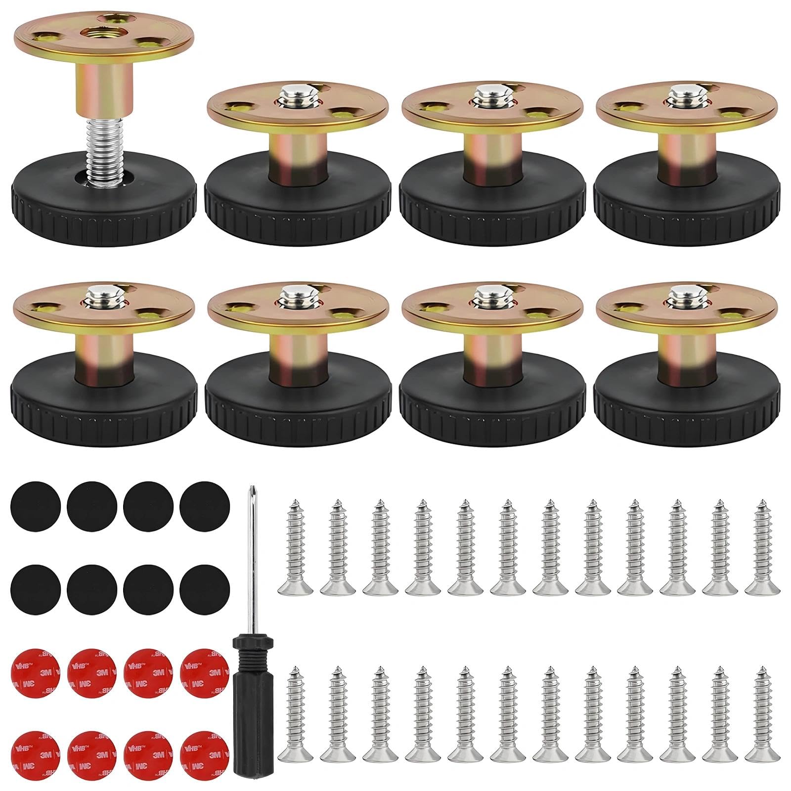 SHILIUZHI Adjustable Levelling Feet 8 PCS, 28-40mm Furniture Feet, Screw or Adhesive Installation of Adjustable Furniture Legs for Cabinets, Drawers, Chair, Table, Sofa (Sliver)