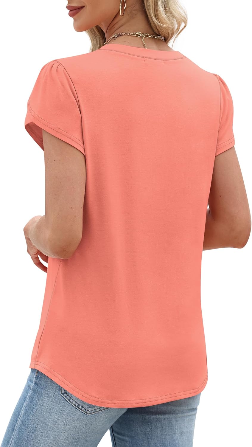 T Shirts for Women Short Sleeve Tops Dressy Blouses Business Casual Beach Vacation Outfits - Image 5