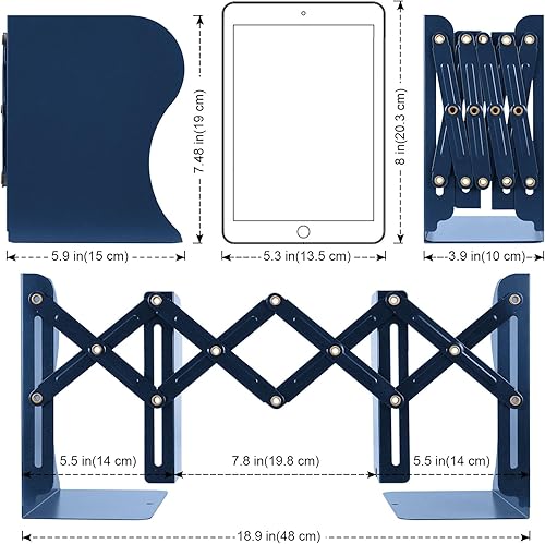 Miniatura 2 de 2 sujetalibros ajustables, extremos de metal para libros pesados, 2 divisores, soporte antideslizante para escritorio, estante, oficina, papelería,
