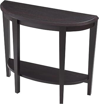 Homes Inside + Out Payne Modern Half Moon Accent Console Table with Storage Shelf, Decorative Entryway Furniture for Living Room, Hallway, Entrance, Small Spaces, Cappuccino