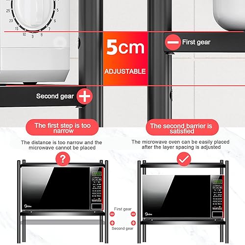 Miniatura 7 de Estante de metal negro para panaderos de cocina soporte de horno de microondas estante de almacenamiento para el hogar estante de 5 niveles para