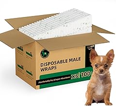 IMMCUTE Dog Diapers Male 100 Ct, XSmall, Male Dog Diapers Disposable with Wetness Indicator, Adjustable Male Dog Wraps