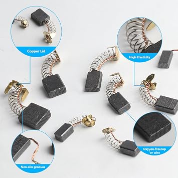 Xujinsongg 40 pcs Electric Motor Carbon Brushes, 10 Sizes