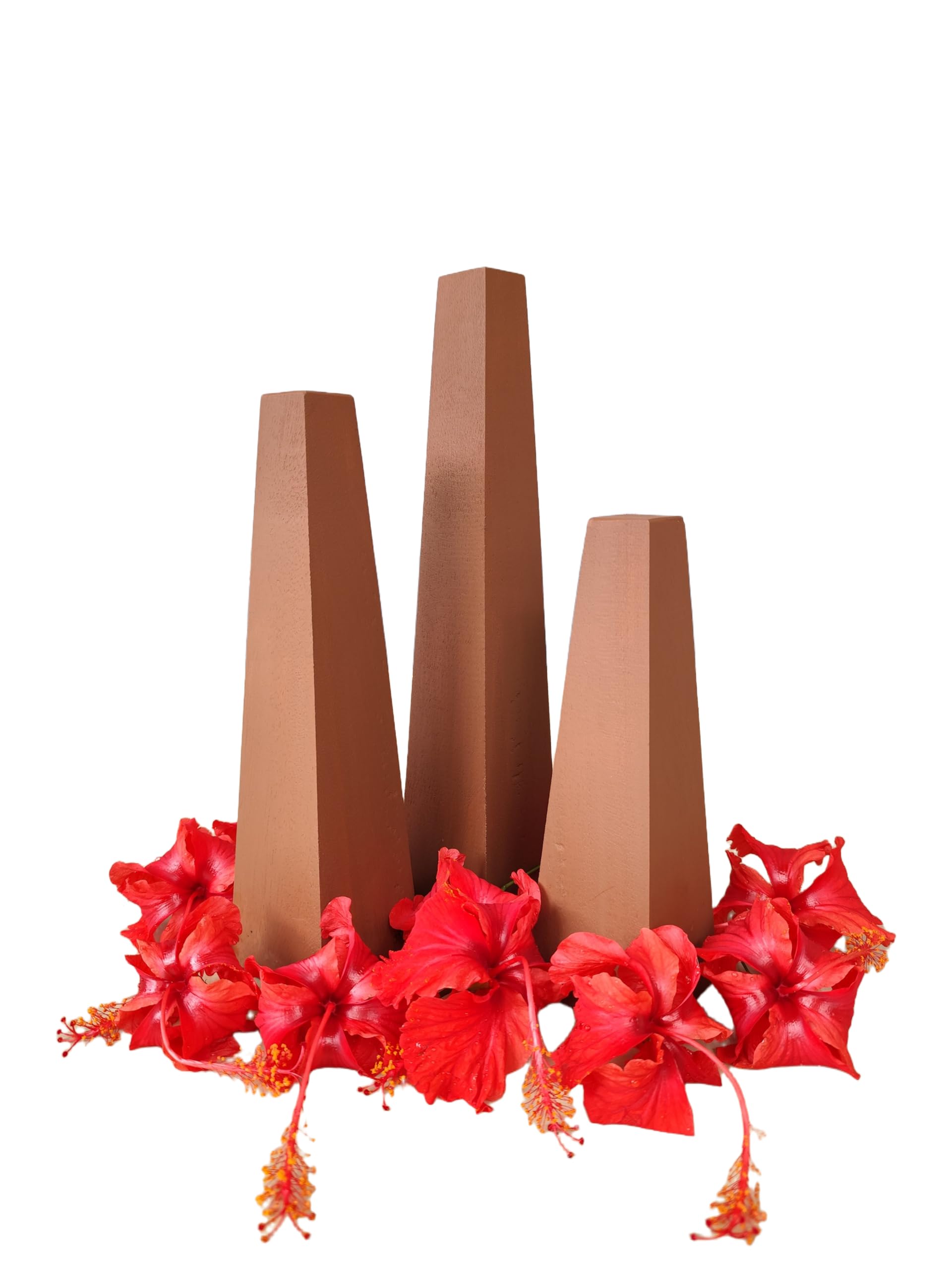 Matha Industries Wooden Onathappan, Set of Three Pyramid Structure with Height 12 inch, 10 inch and 8 inch & Base 6 Cm Square and top 3 Cm Square, Colour (Shown as in The Figure)-image-30