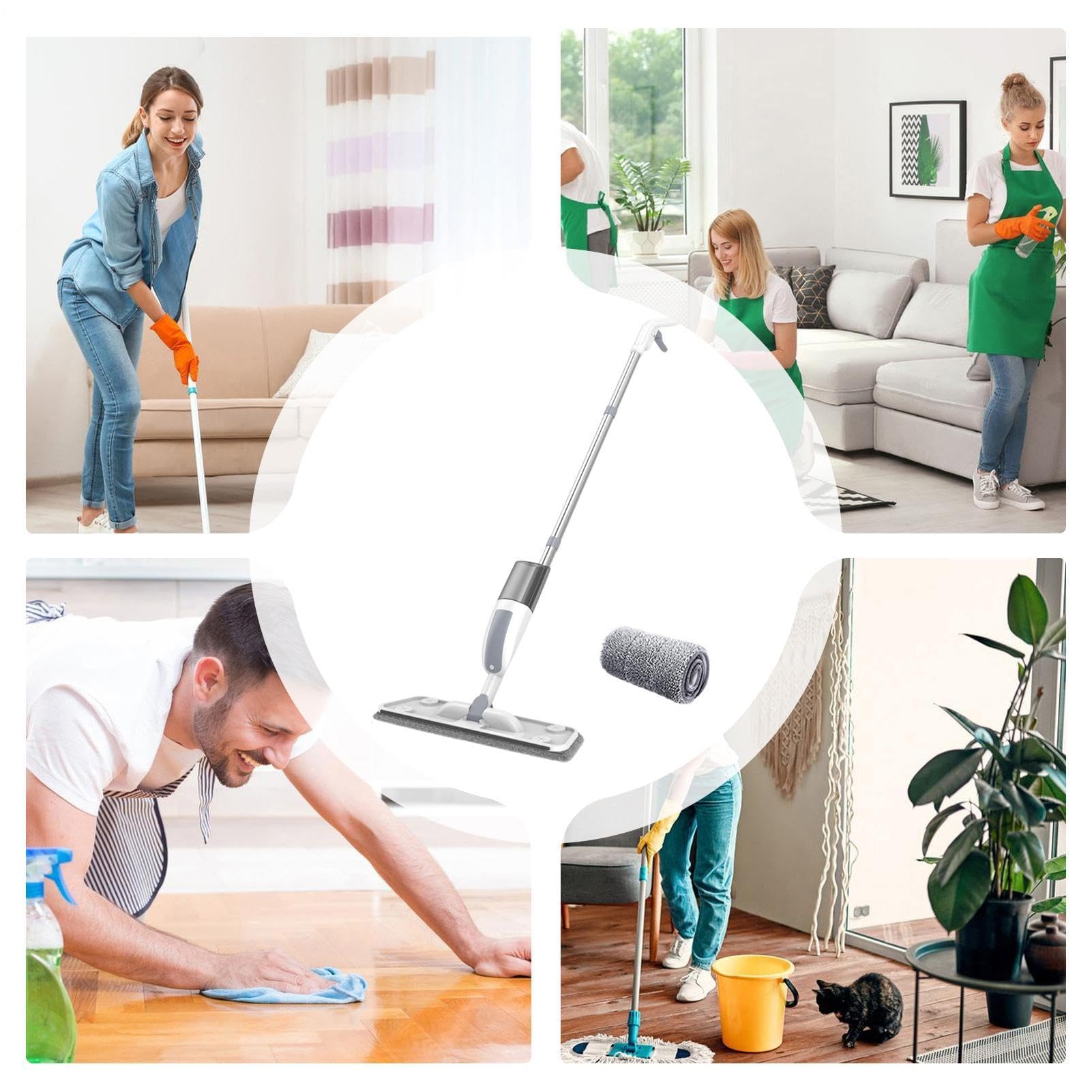 Mopa Con Pulverizador Herramienta De Limpieza Para El Hogar Que Sirve Tanto | Mopa plana para suelos para Dormitorio Apartamento Suelo Laminado Baldosas H