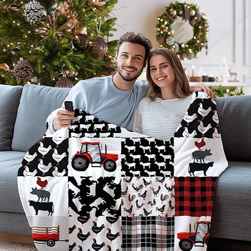 Miniatura 5 de BUYYET Tractor Farm - Manta de franela de forro polar para niños y niñas, regalos divertidos de animales, tractores, manta de granja para niños,