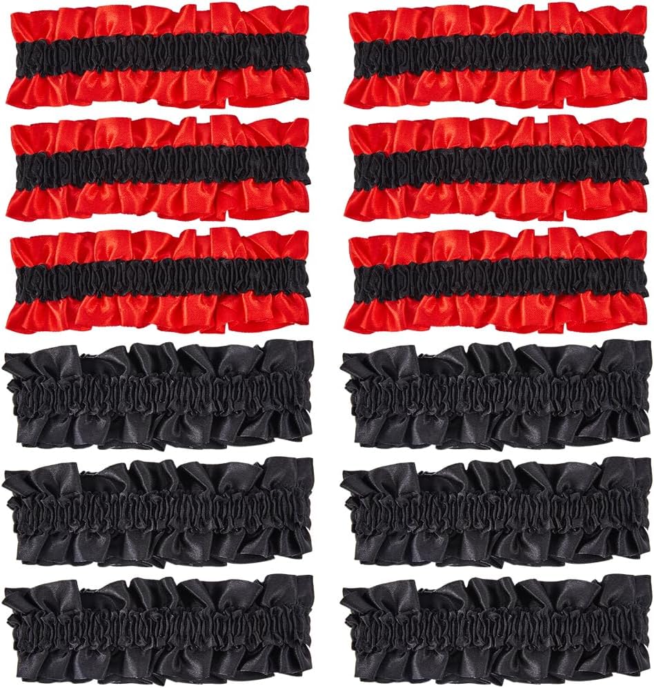 GORGECRAFT 12PCS 2 Colors Roaring 1920's Armband Garter Red Black Sleeve Arm Garters Elastic Armbands Anti-Slip Shirt Sleeve Holders Dress Costumes for 20's Party Supplies