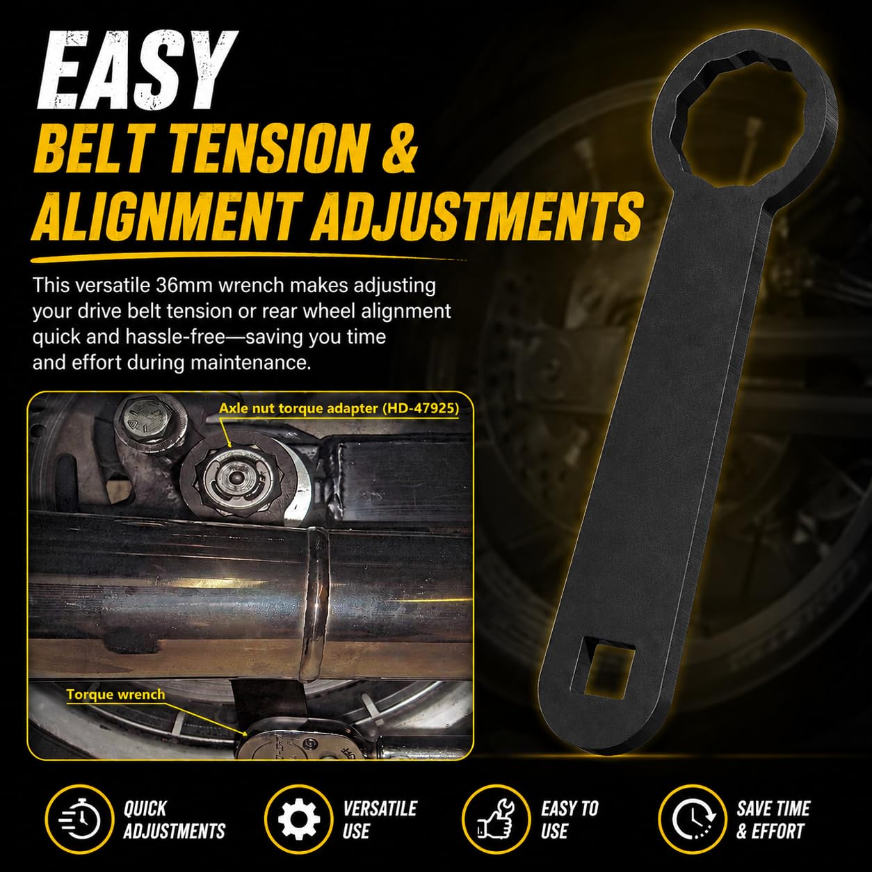 Amazon.co.jp: ELONN 36mm アクスルナットレンチ、HD-47925 リア 
