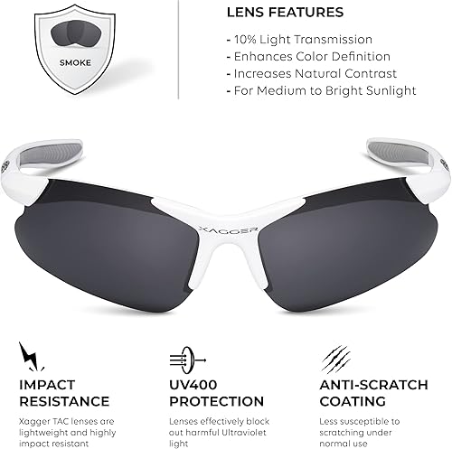 Miniatura 3 de Xagger Gafas de sol deportivas polarizadas para niños y niñas, gafas de béisbol y sóftbol, montura TR90