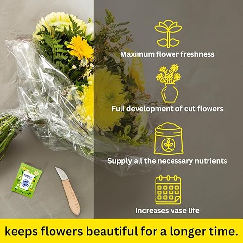 Miniatura 3 de Chrysal Paquetes de comida de flores transparentes  Paquete individual  Arreglos florales y ramos  Suministros florales para flores frescas