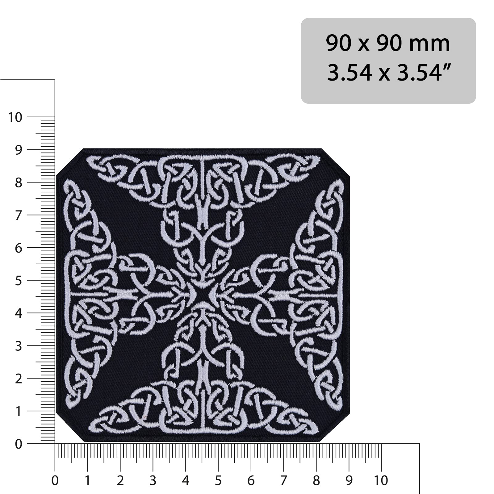 Toppa Ricamata Nodo Celtico - Applicazione A Ferro O Cucitura, 90x90mm, Per Tessuti - Foto 8