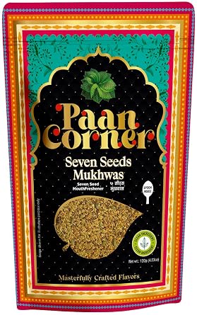 Paan Corner Seven Seeds Mukhwas, Traditional Indian Mouth Freshener with Spoon, 4.23oz