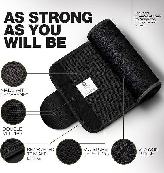 ActiveGear Premium Waist Trimmer & Trainer Belt for Men and Women - Sweat-Enhancing Slimming Wrap for Stomach, Adjustable Fit