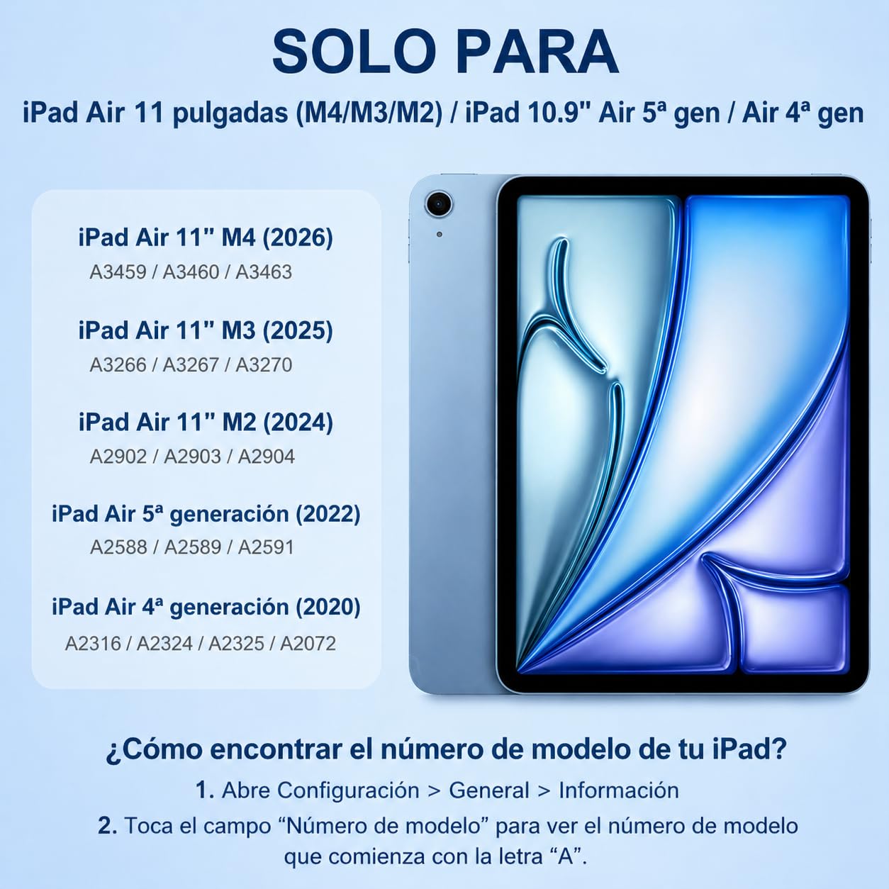 Earto Funda con Teclado para iPad Air 11 Pulgadas (M4 2026 / M3 2025 / M2 2024) y iPad Air 10,9 Pulgadas (4.ª a 5.ª Generación), Teclado QWERTY Español con Ñ, Teclado Magnético Bluetooth, Negro