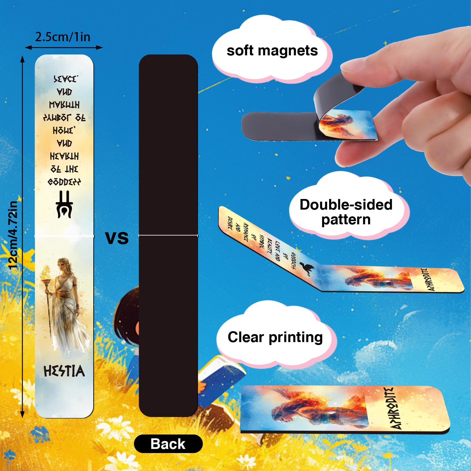 Greek Mythology Magnetic Bookmark Gift - Wxiben 30 Pcs Olympians Gods Bookmarks for Reading Ancient Greek Olympians Book Marks Page Magnets Marker Clip Gift for Book Lovers Students Teacher Bookish