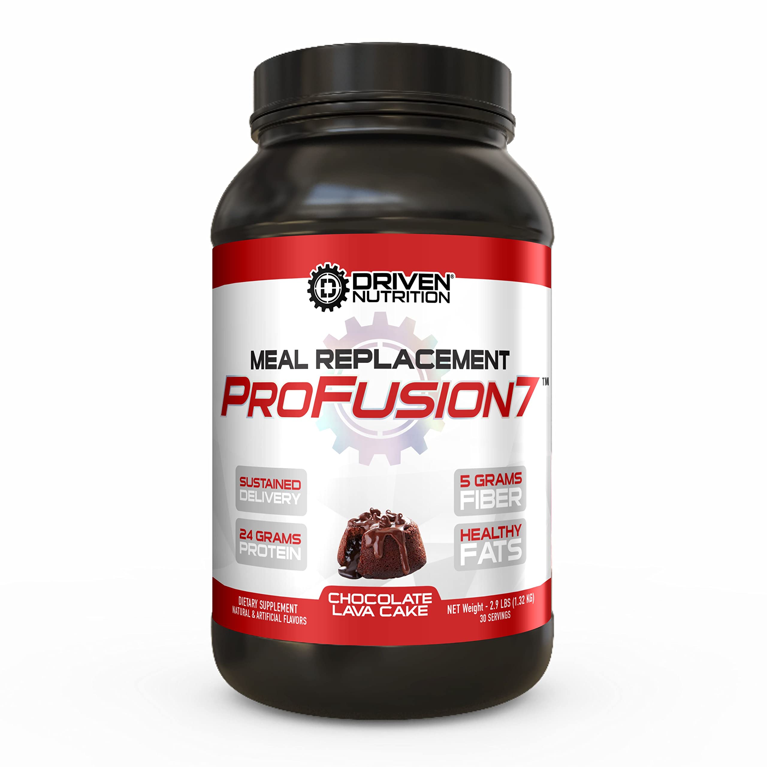 Driven Pro Fusion 7 Meal Replacement Powder - Men & Women, 3 lbs - 24g Protein Per Serving, Digestive Enzymes & MCT Oil - Gluten-Free - On-The-Go Energy & Supports Muscle Mass - Chocolate Milkshake