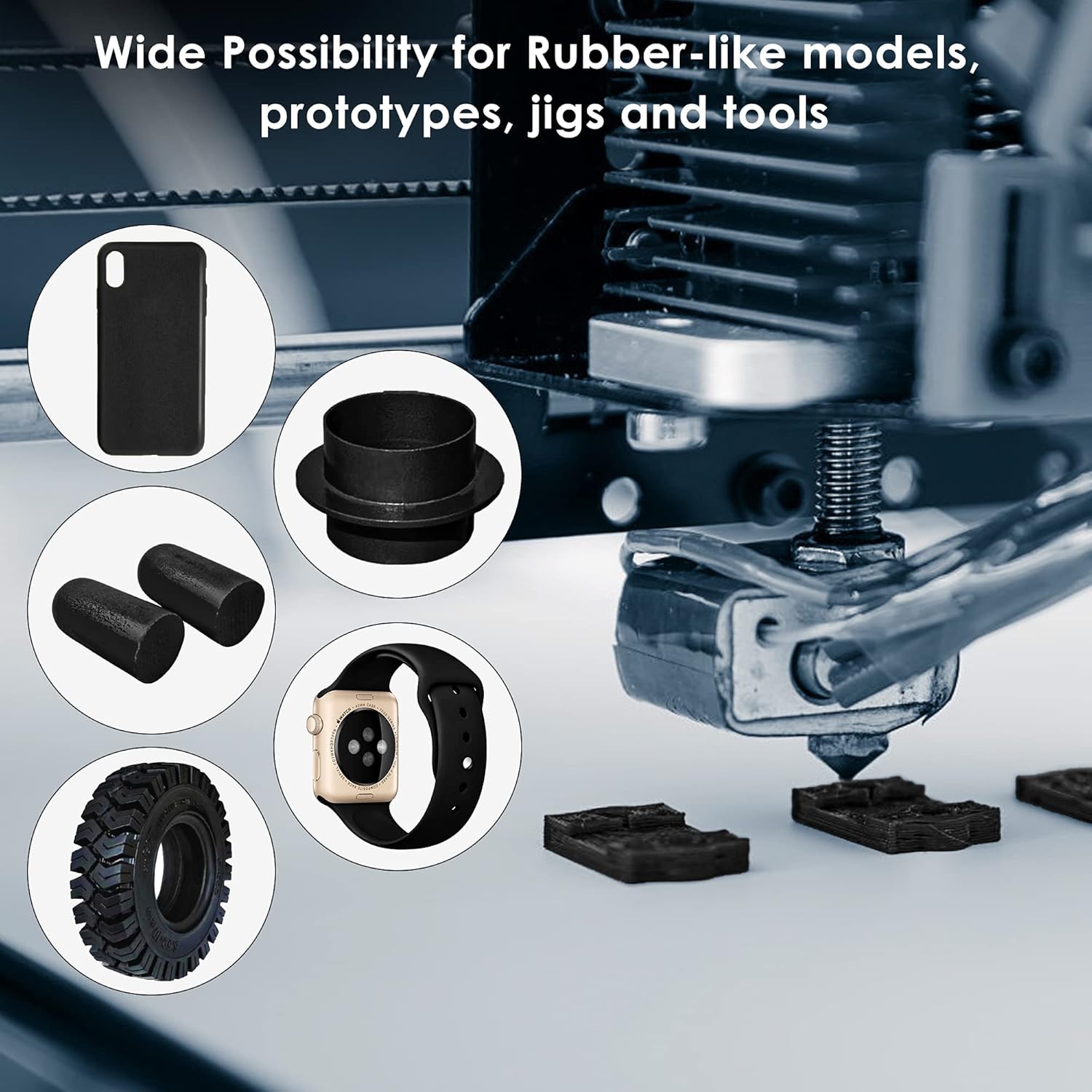 TPU Black and TPU White Bundle, DURAMIC 3D TPU Flexible Filament 95A, Soft TPU 3D Printing Filament, 1kg Spool, Dimensional Accuracy +/- 0.05mm, Black 1 Pack