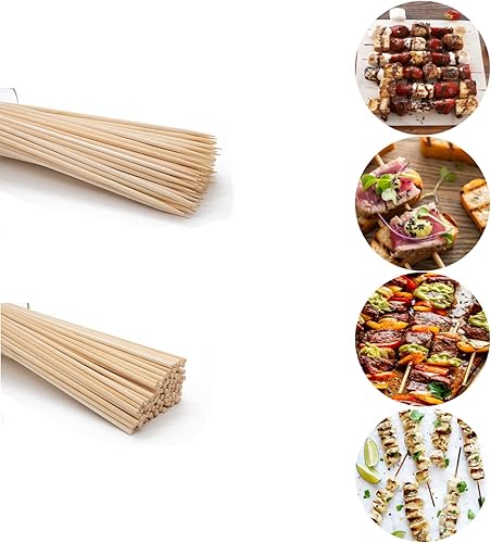 Miniatura 7 de Pinchos de bambú natural de 12 pulgadas de diámetro de 0.157 in 100 piezas, para barbacoa, barbacoa al aire libre, reuniones al aire libre,