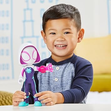 Marvel Spidey and His Amazing Friends süper büyük 22,5 cm Ghost-Spider aksiyon figürü, 3 yaşından büyük erkek ve kız çocukları için süper kahraman oyuncağı