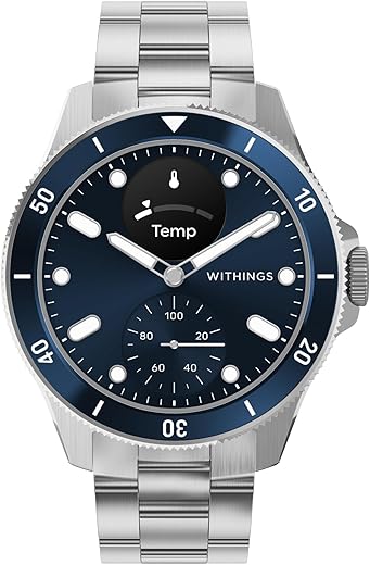 Withings ScanWatch Nova, Heart Health Hybrid Smartwatch for Men & Women - ECG, with SPO2, Temperature Monitoring, Sleep, Respiratory Health, Cycle Monitoring, 30-Day Battery Life, iOS & Android, Blue