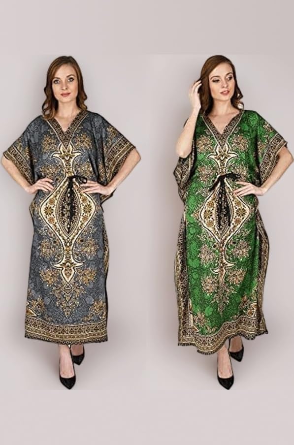 Ukal Women's and Girl's Long Nightwear Nighty Beachwear Viscose Nightwear Kaftan Maxi Summer Dress