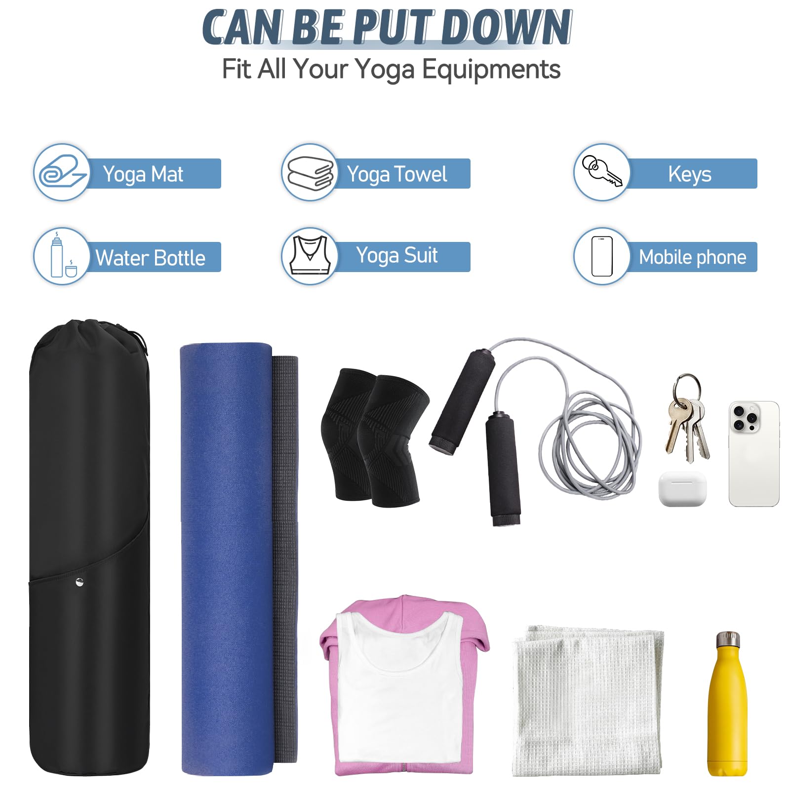 AKOZLIN Borsa da yoga con tasche di stoccaggio multifunzionali, impermeabile per yoga, con cinturino regolabile e palestra, classe, viaggio