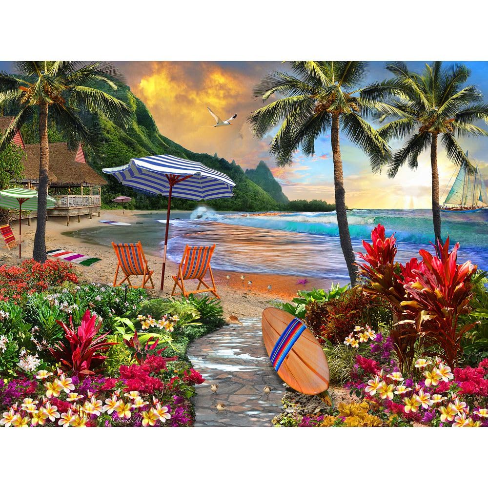 Vermont Christmas Company Beach Getaway Puzzle 550 Pezzi, Forma Casuale, 61x45,7 Cm, Cartone Riciclato