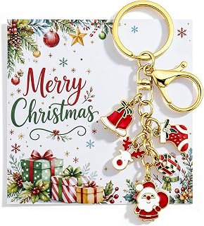 Christmas Keychain Christmas Purse Charms For Handbags Attached Card | Christmas Holiday Charms Christmas Purse Charms For Handbags Festive Holiday Keepsake Xmas Stocking Stuffers